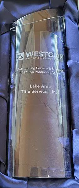 Lake Area Title, Westcor Award